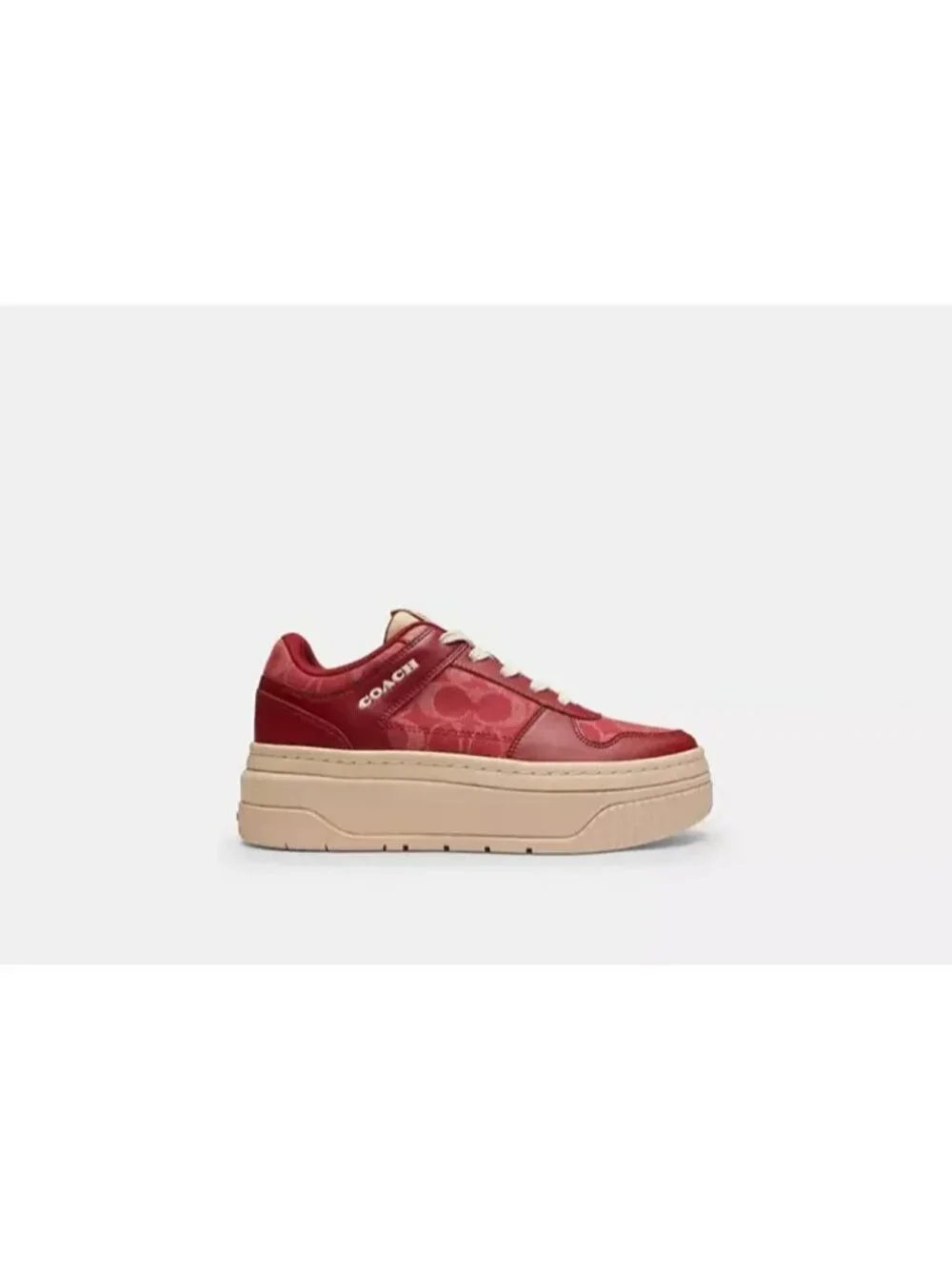 Coach Platform Sneaker In Signature Denim Sneakers Women's Size 10 Red Monogram